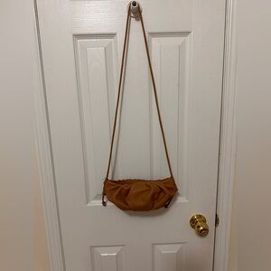 MANGO Tan Ruched Shoulder Bag / Crossbody Purse